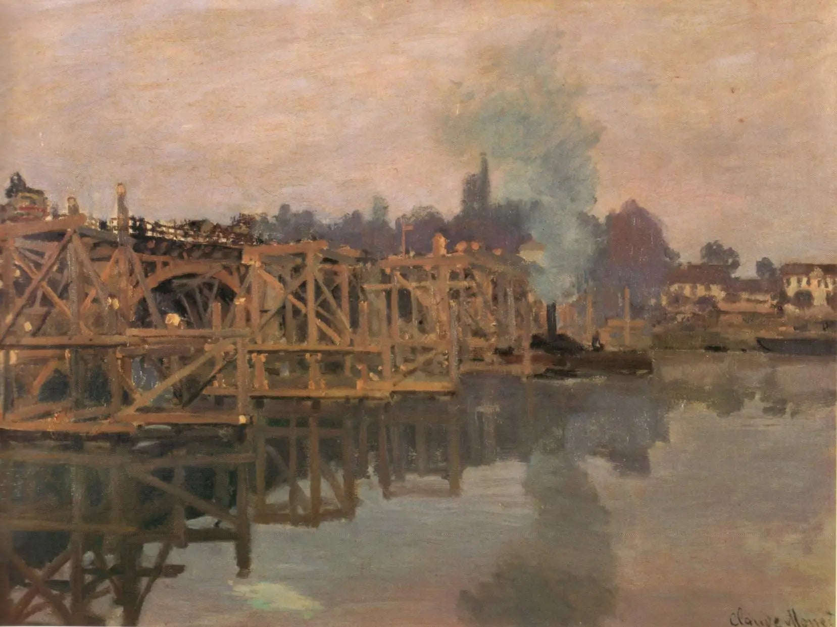 Reproduction du tableau « Argenteuil, le pont en réparation - Claude Monet » par Alpha Reproduction en peinture à l’huile
