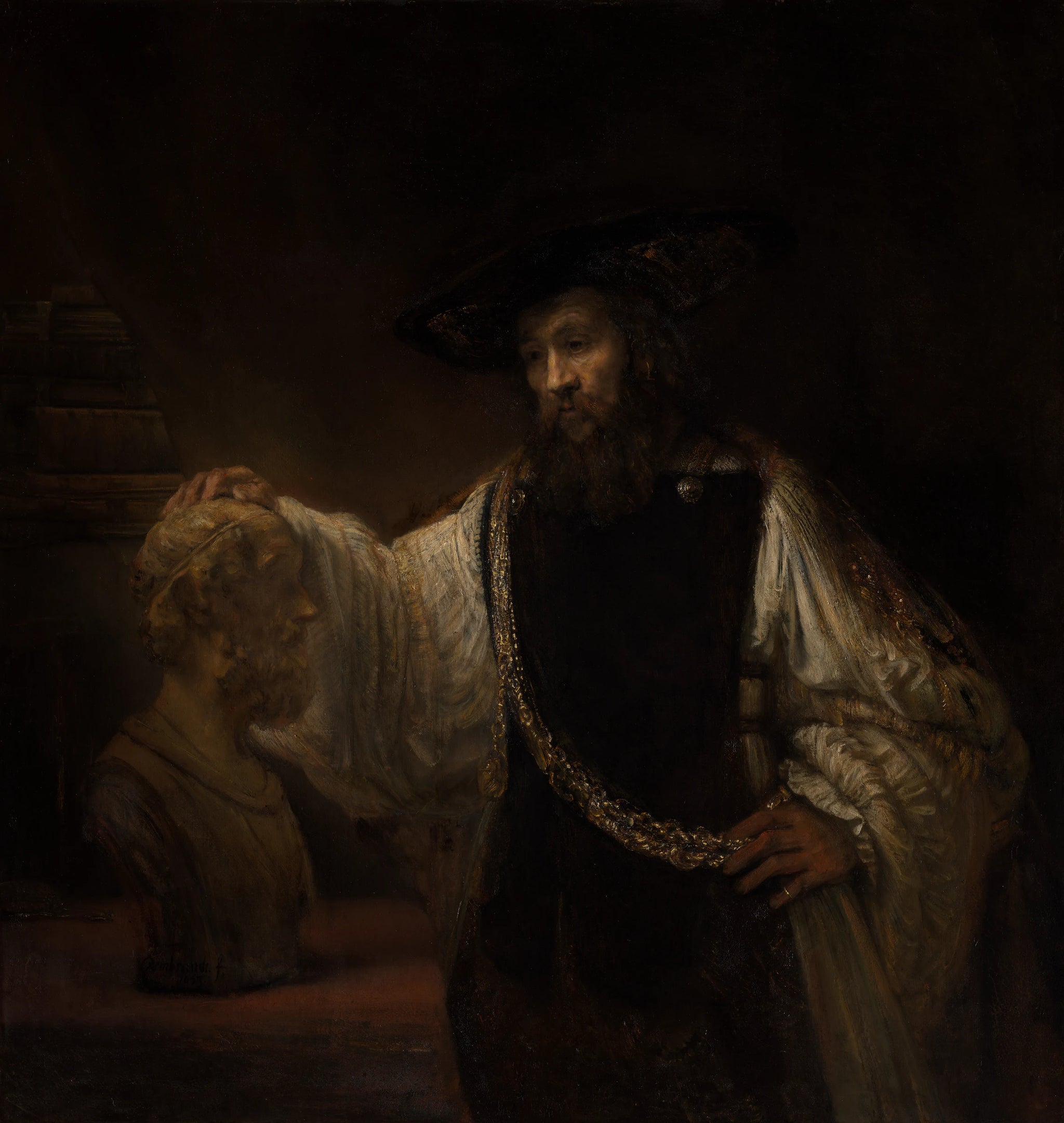 Aristote avec un buste d'Homère - Rembrandt (Rembrandt van Rijn)
