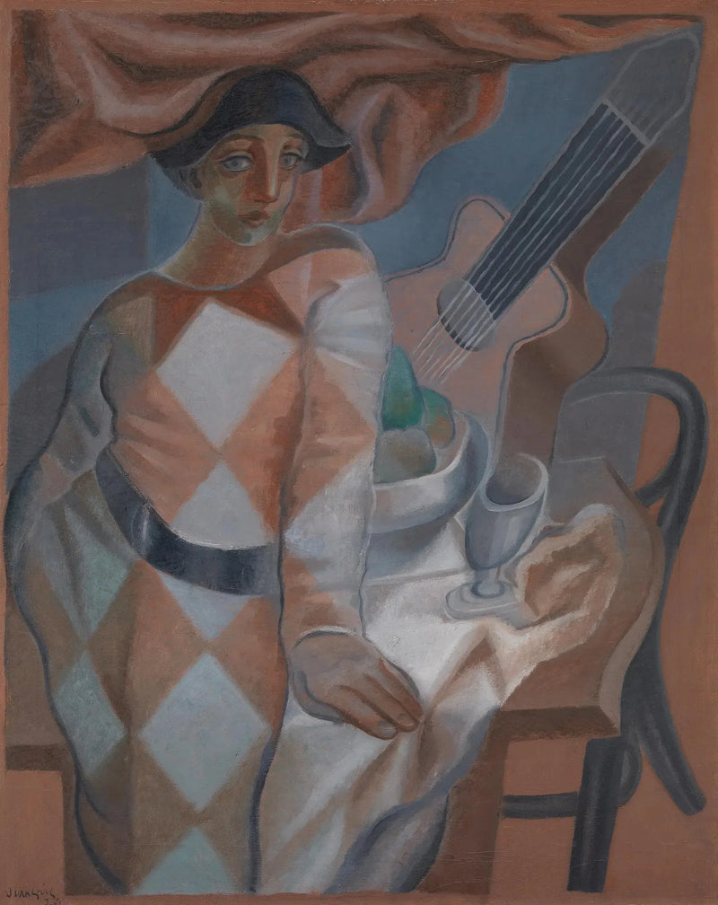 Arlequin önünde bir masa - Juan Gris