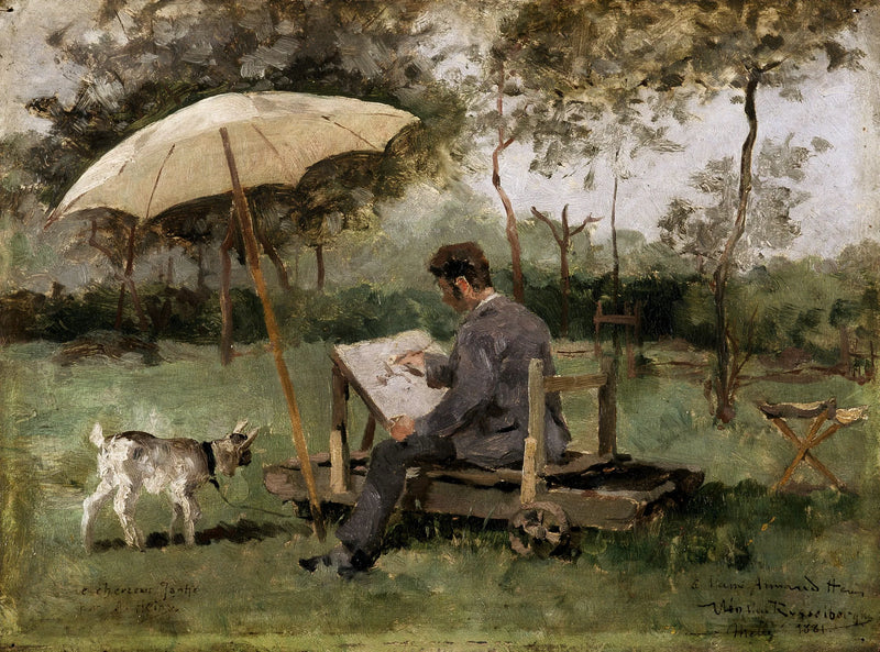 Armand Heins açık havada resim yaparken - Théo van Rysselberghe