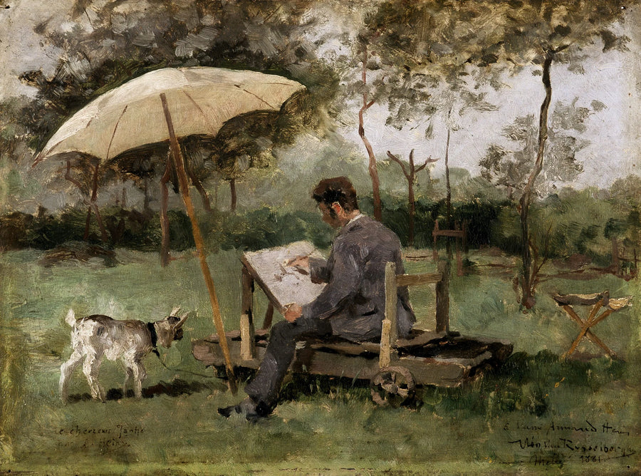 Armand Heins açık havada resim yaparken - Théo van Rysselberghe