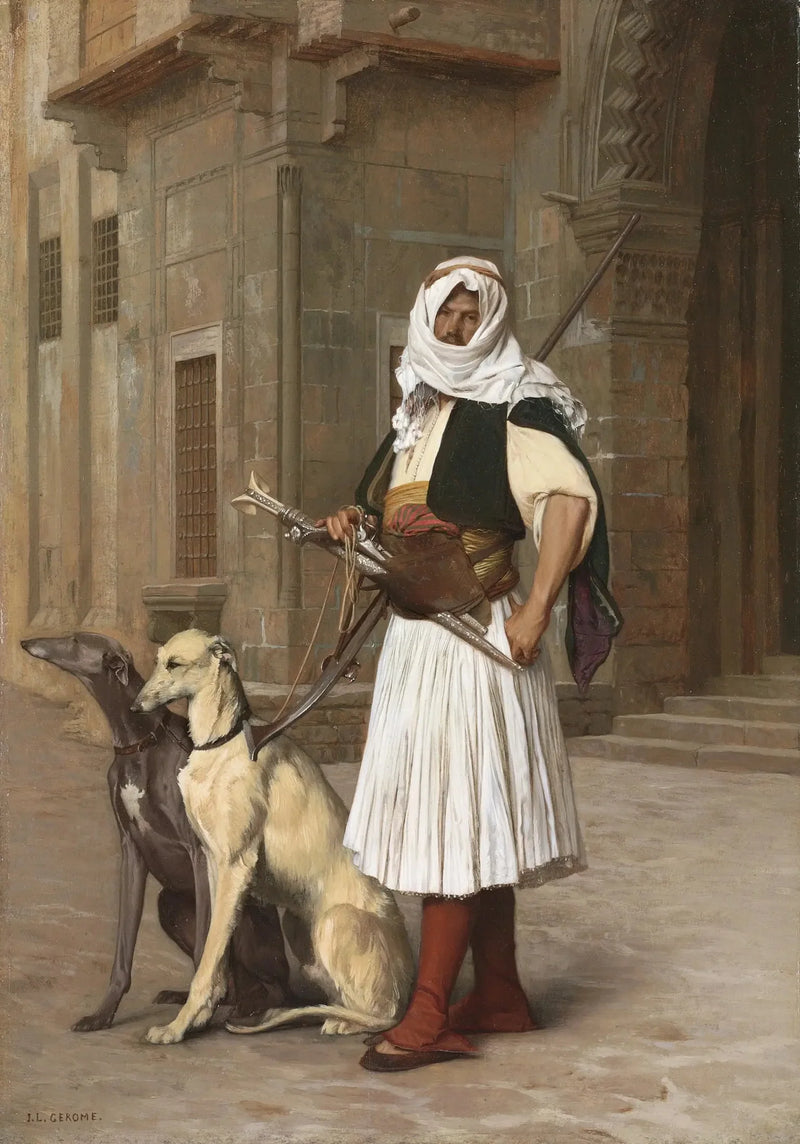 İki whippet köpeği ile Arnaute - Jean-Léon Gérôme