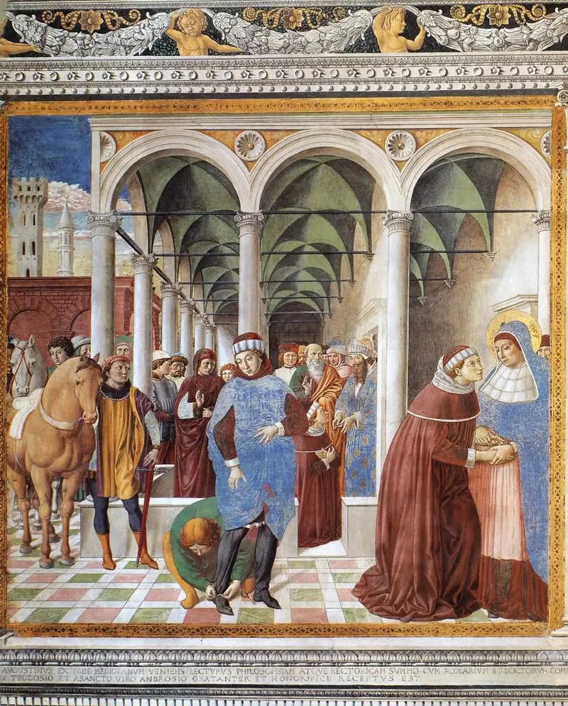 Aziz Augustinus'un Milano'ya Varışı (8. sahne, kuzey duvarı) - Benozzo Gozzoli