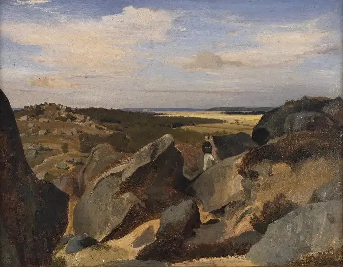 Fontainebleau'da Kayalara Dolaşan Sanatçı - Jean-Baptiste Camille Corot