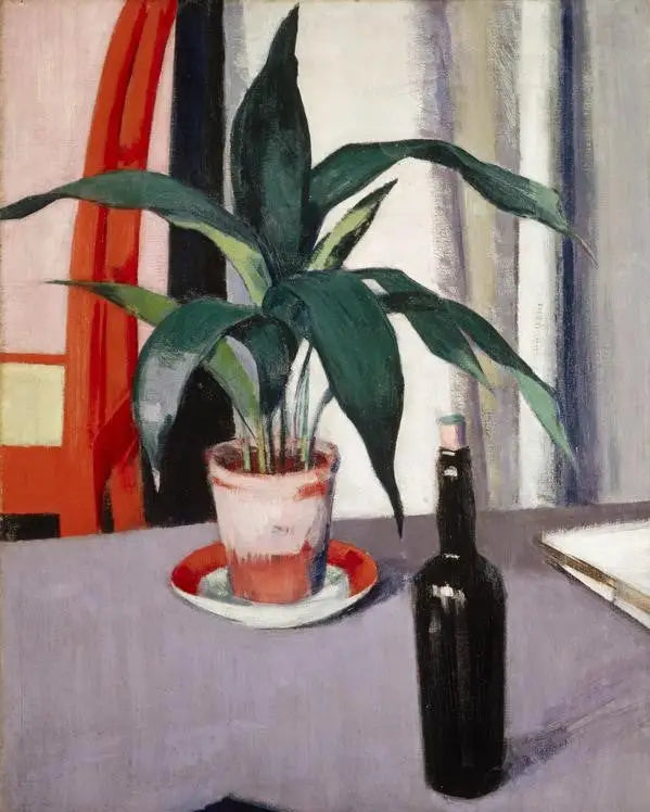 Aspidistra ve şişe masanın üzerinde - Francis Cadell