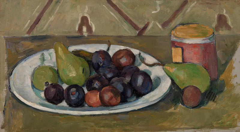 Meyveli tabak ve konserve kavanozu - Paul Cézanne