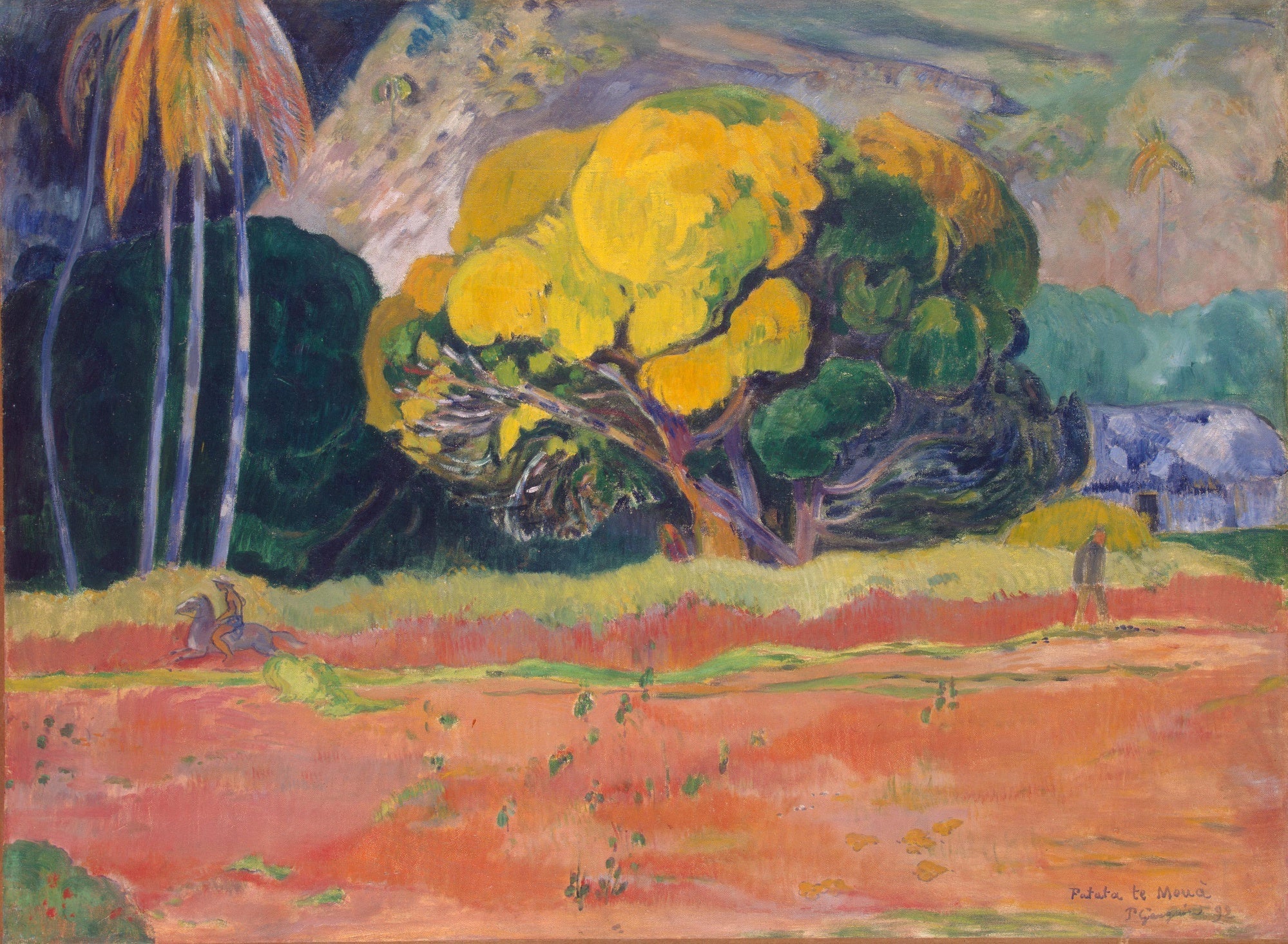 Reproduction du tableau « Au pied de la montagne - Paul Gauguin » par Alpha Reproduction en peinture à l’huile