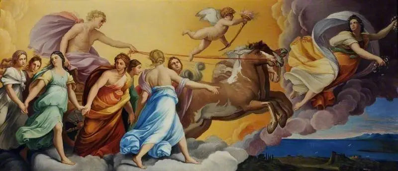 Aurore ve Güneş Arabası, Apollon tarafından yönetilen - Guido Reni