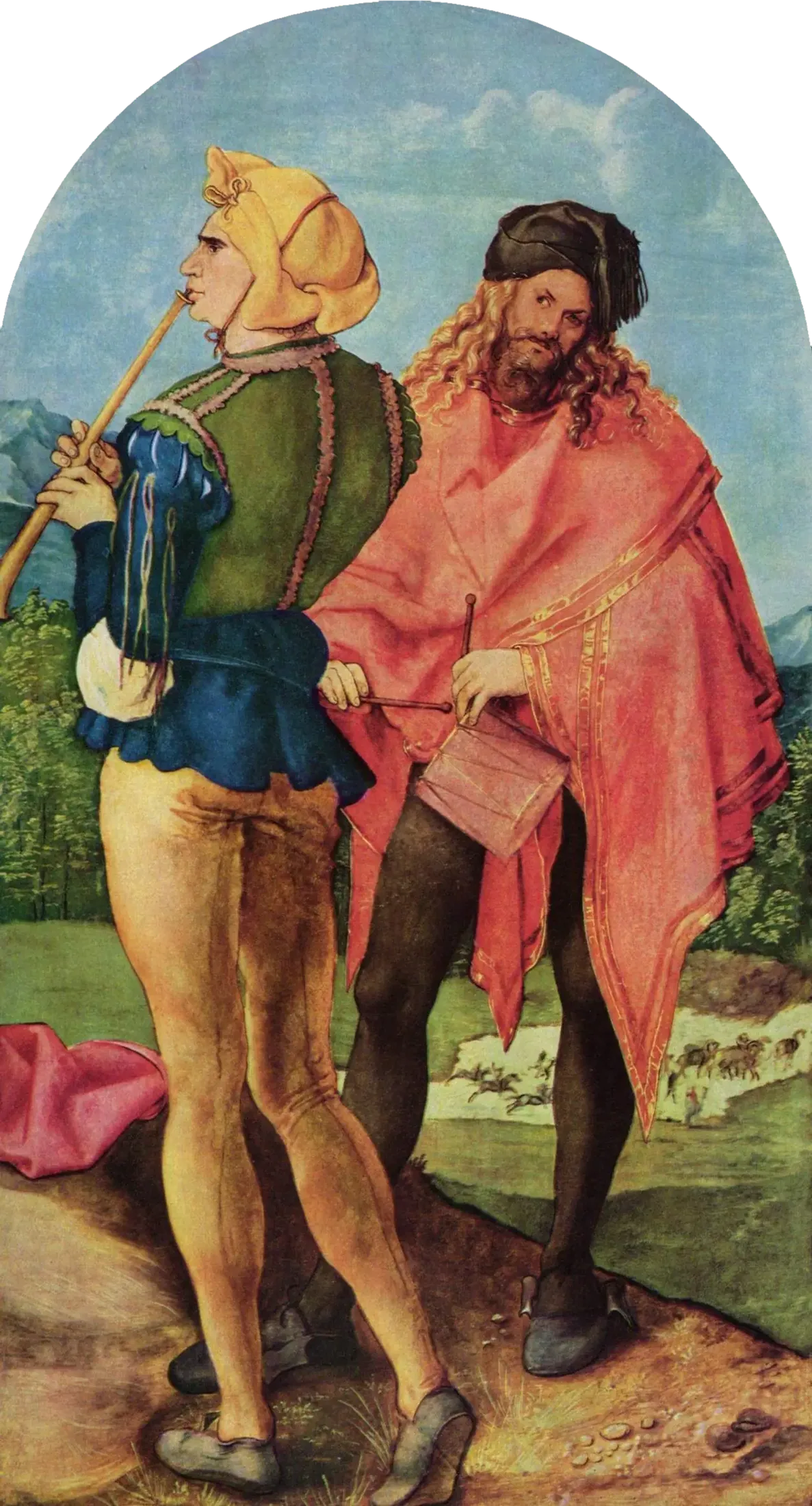 Autel de Jabach : joueur de cornemuse et batteur - Albrecht Dürer image 1 tableau peint à l’huile sur toile