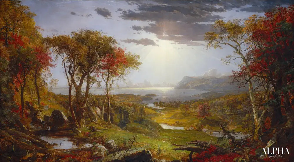 Automne sur le fleuve Hudson - Jasper Francis Cropsey - Reproductions de tableaux et peintures haut de gamme