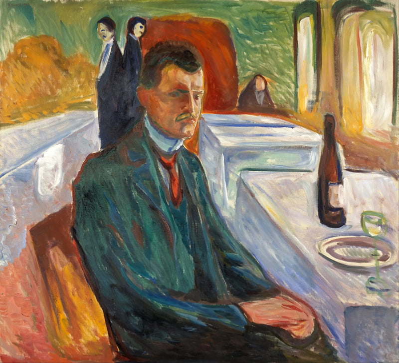 Şarap Şişesi ile Otoportre - Edvard Munch