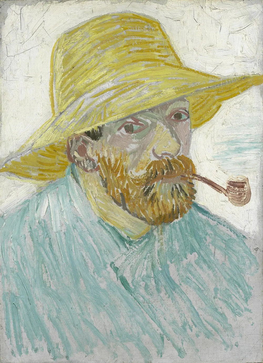 Autoportrait à la pipe et au chapeau de paille - Vincent van Gogh image 1 copie peinte à la main à l’huile