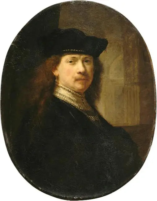 Mimarlık Arka Planında Şapkalı Otoportre - Rembrandt