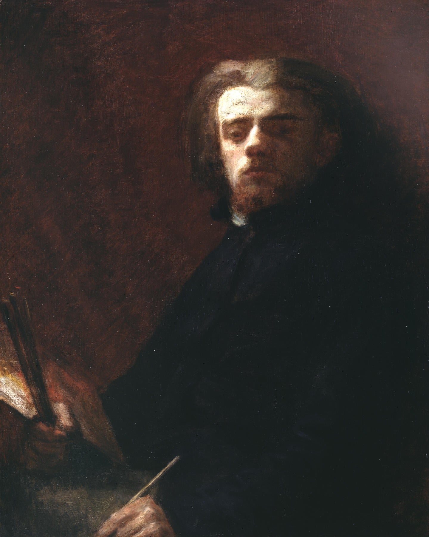 Autoportrait assis, palette à la main" - Henri Fantin-Latour
