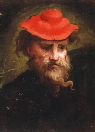 Kırmızı bereyle otoportre - Parmigianino