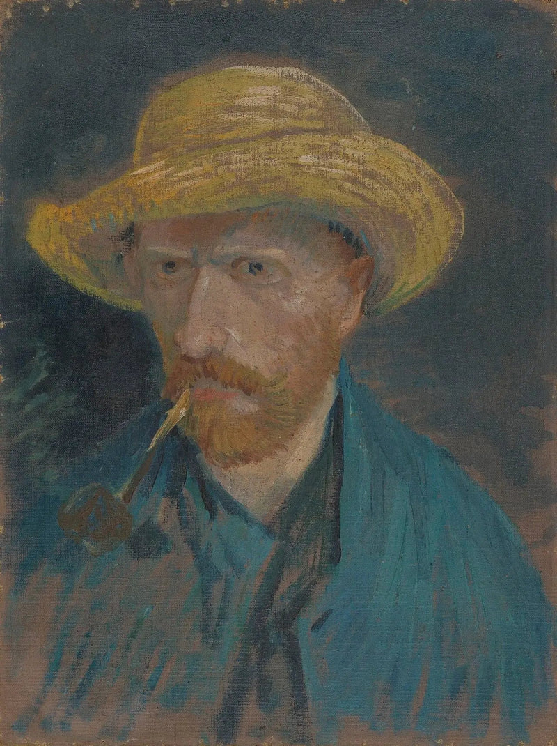 Hasır şapka ve pipo ile otoportre - Vincent van Gogh