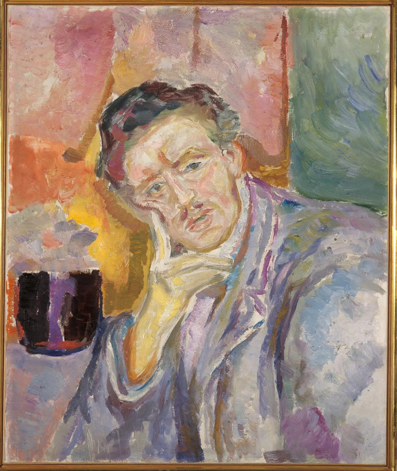 Elleri yanaklarının altında otoportre - Edvard Munch
