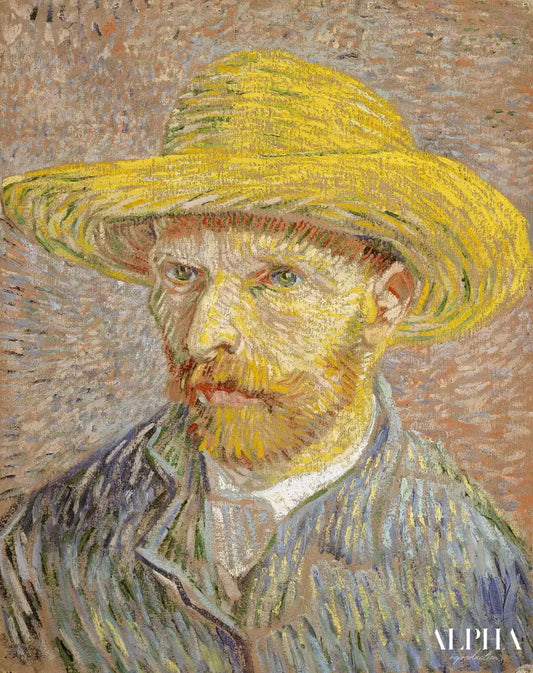 Autoportrait avec chapeau de paille de,1887 - Van Gogh - Reproductions de tableaux et peintures haut de gamme