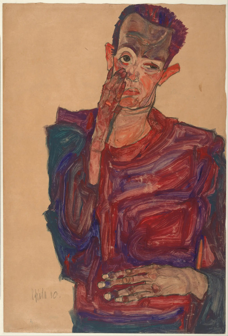 Göz kapağı kapalı otoportre - Egon Schiele