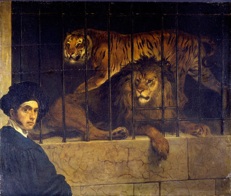 Kendini Çizen ve Bir Kaplan ile Bir Aslan - Francesco Hayez