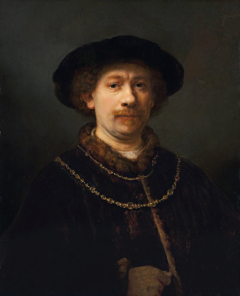 Şapka ve iki zincirli otoportre - Rembrandt