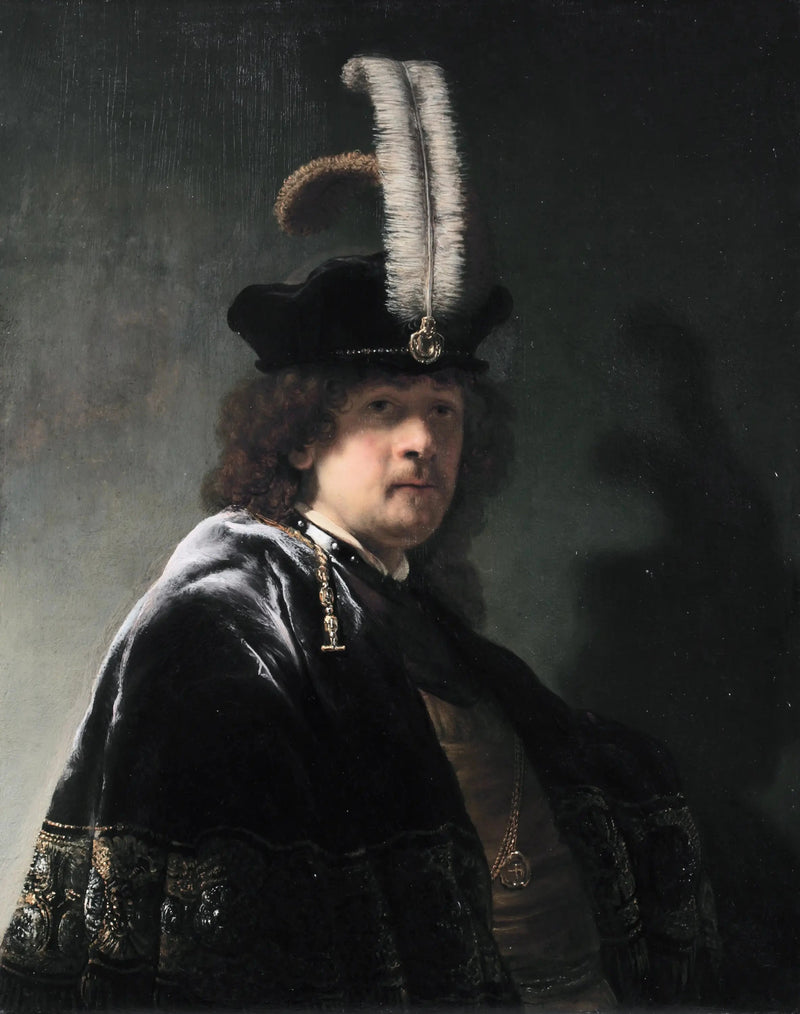 Tüy şapkalı otoportre - Rembrandt
