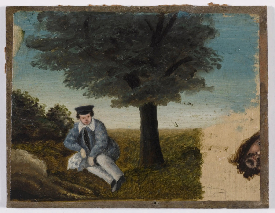 Gustave Courbet'in dört yaşında otoportresi; sakallı baş fragmenti - Gustave Courbet