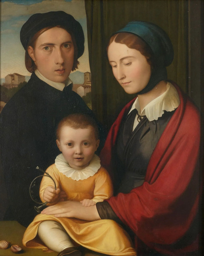 Sanatçının eşi ve oğlu Alfons ile otoportresi - Johann Friedrich Overbeck