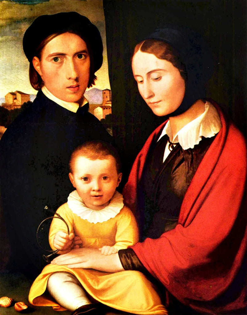 Sanatçının eşi ve oğlu Alfons ile otoportresi - Johann Friedrich Overbeck