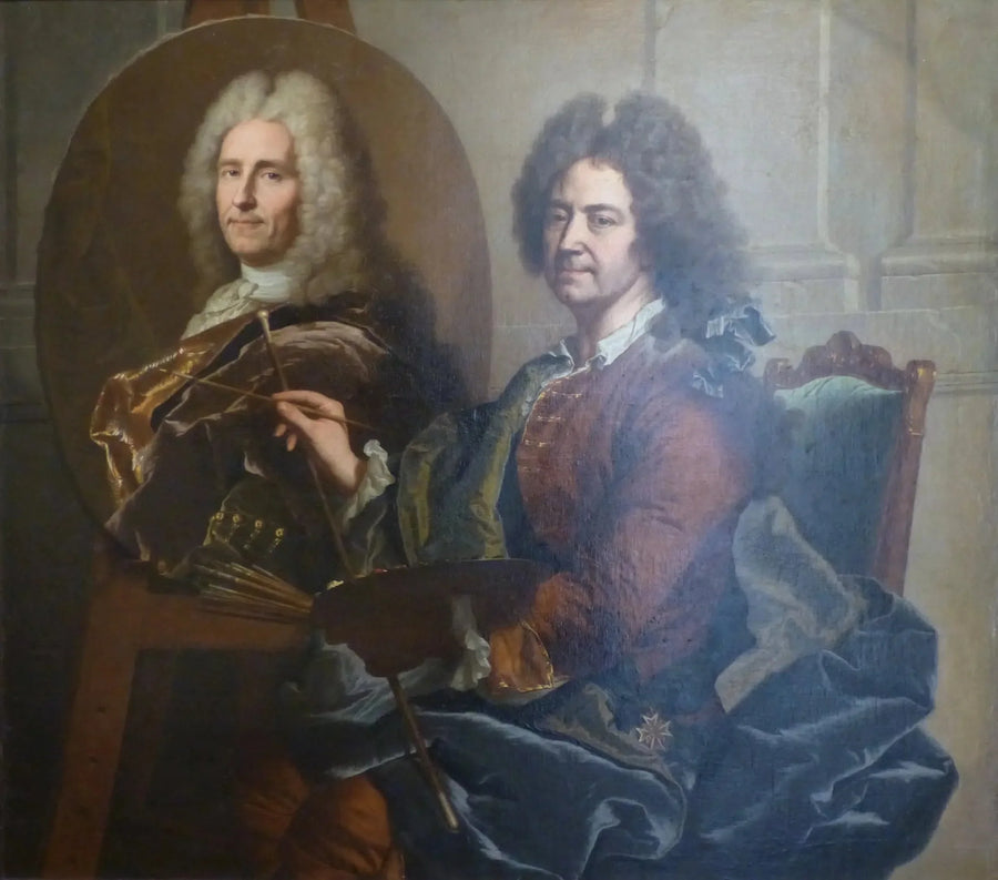 François Castanier portresi önünde otoportre - Hyacinthe Rigaud