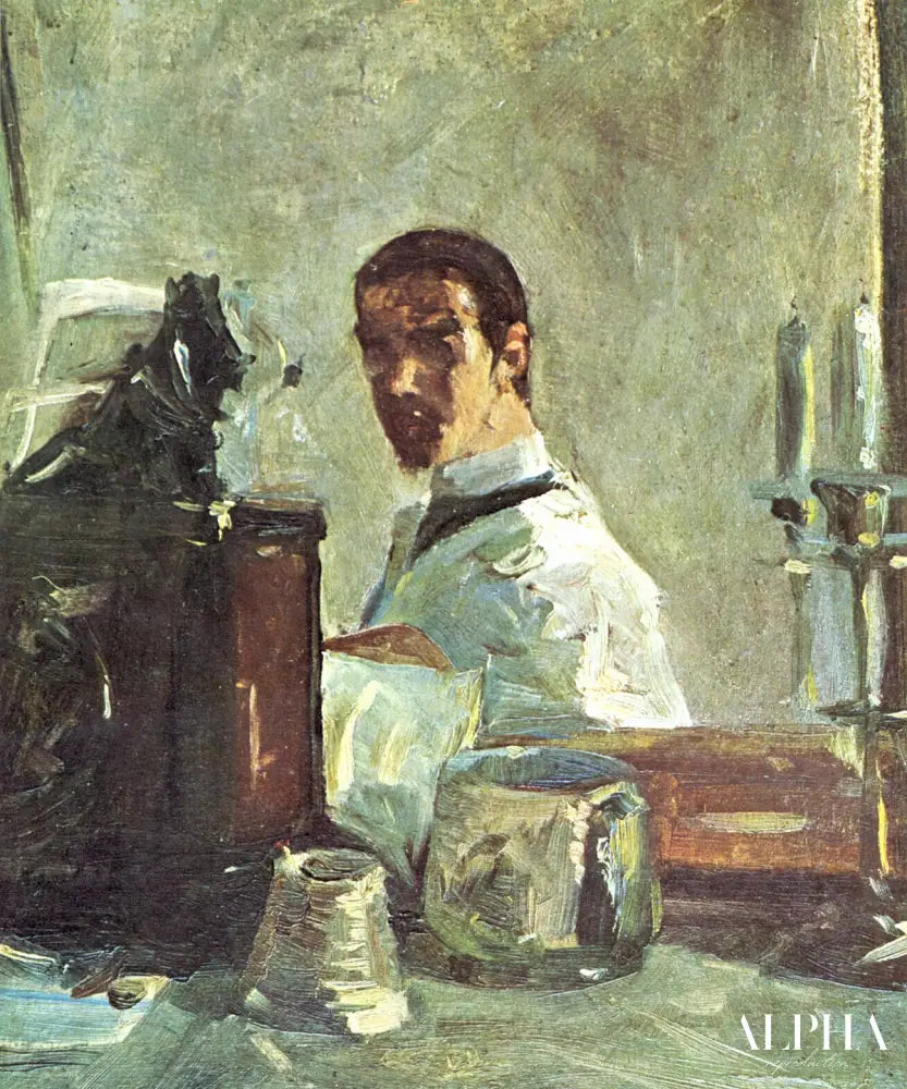 Autoportrait devant un miroir - Toulouse Lautrec - Reproductions de tableaux et peintures haut de gamme