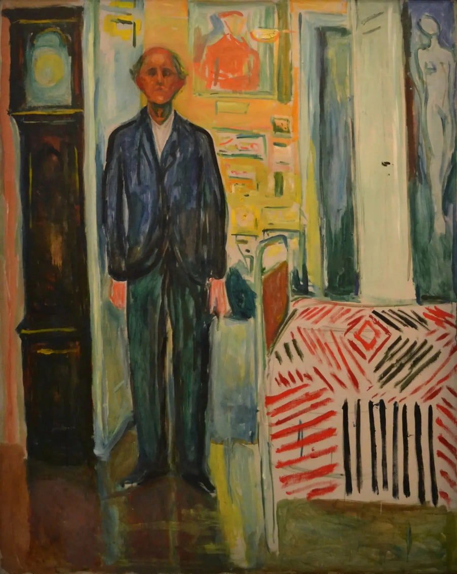 Otoportre. Saat ile yatak arasında - Edvard Munch