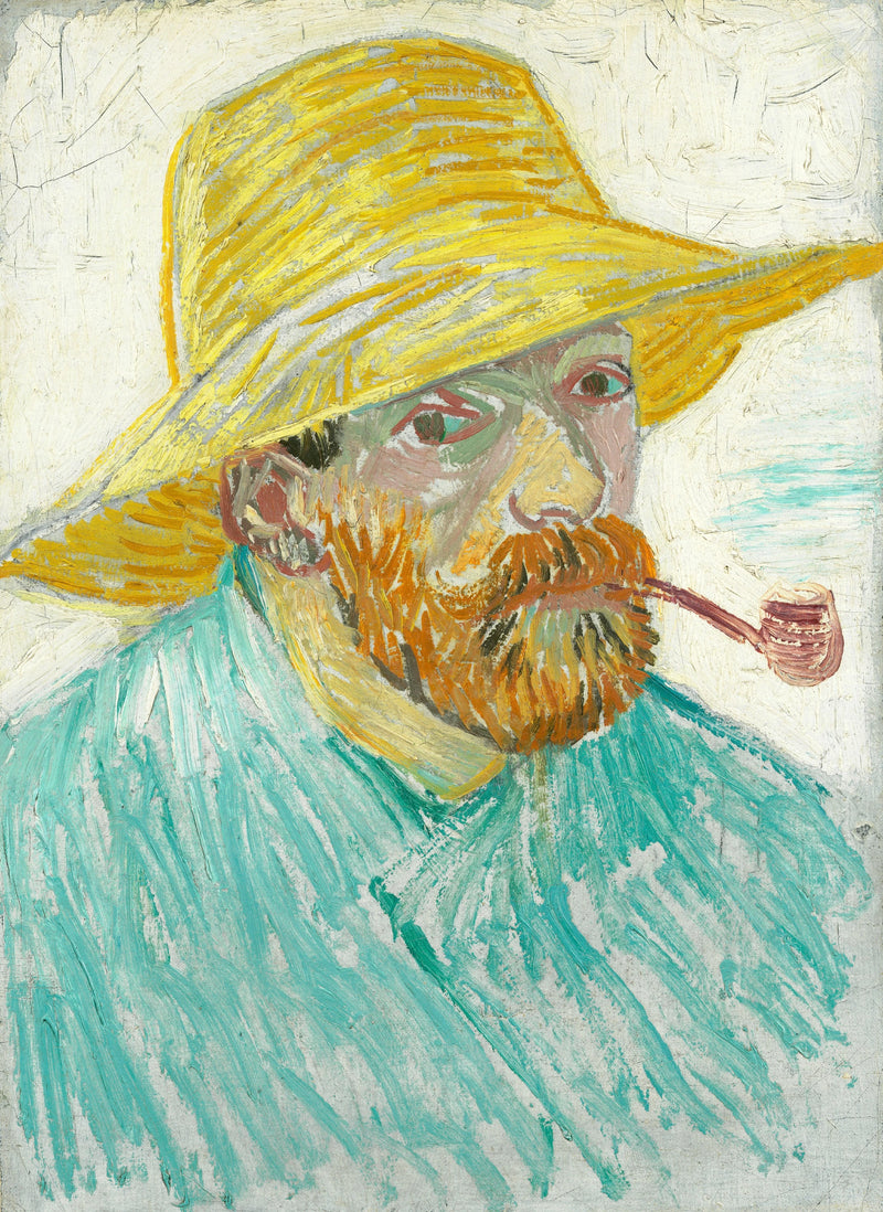 Hasır şapka ve pipo ile otoportre - Vincent van Gogh