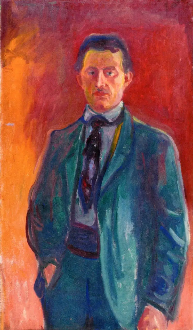 Kırmızı bir arka planda otoportre - Edvard Munch