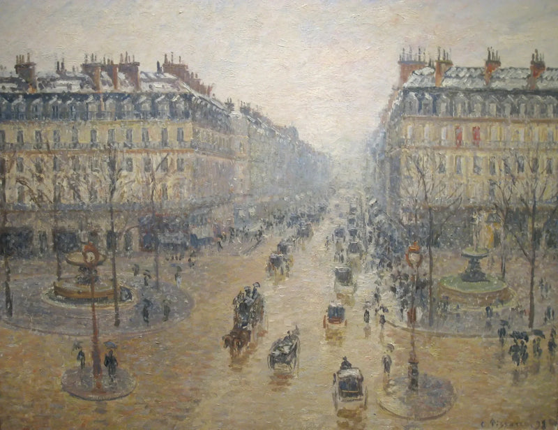 Opera Caddesi, kar etkisi, sabah - Camille Pissarro