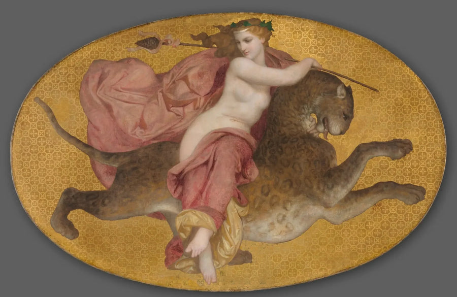 Bir Panter Üzerinde Bacchante - Bouguereau