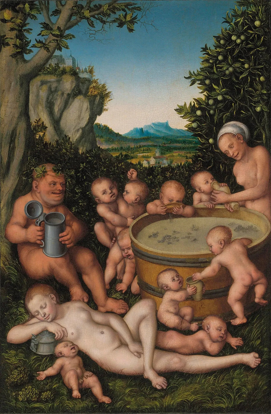 Bacchus şarap fıçısında - Lucas Cranach the Elder