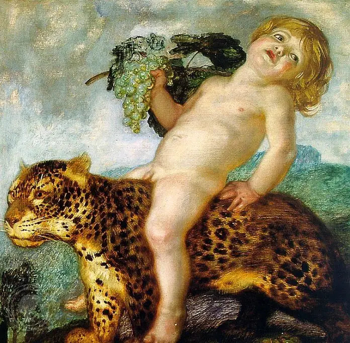 Bacchus Çocuk Bir Panterin Üzerinde - Franz Von Stuck