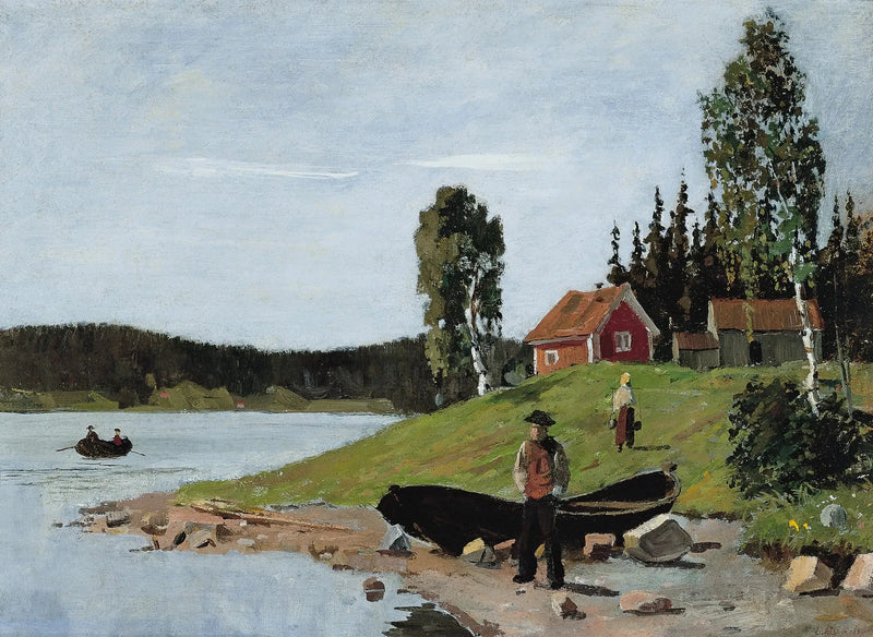 Gemi ve ev ile koy - Edvard Munch