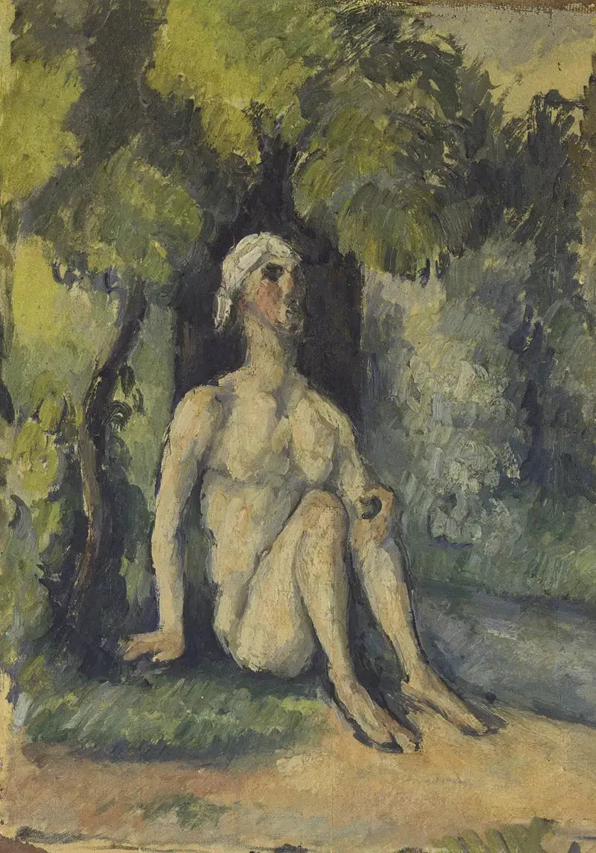 Suyun kenarında oturan banyo yapan - Paul Cézanne