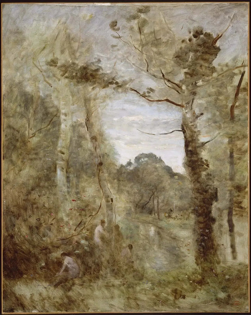 Yüzücüler bir açıklıkta - Jean-Baptiste Camille Corot
