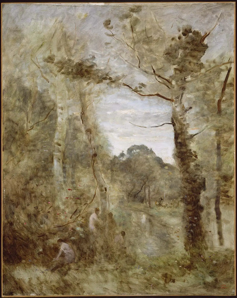 Yüzücüler bir açıklıkta - Jean-Baptiste Camille Corot