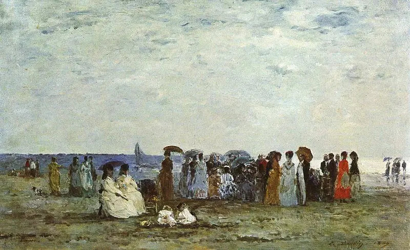 Trouville Plajında Yüzücüler - Eugène Boudin