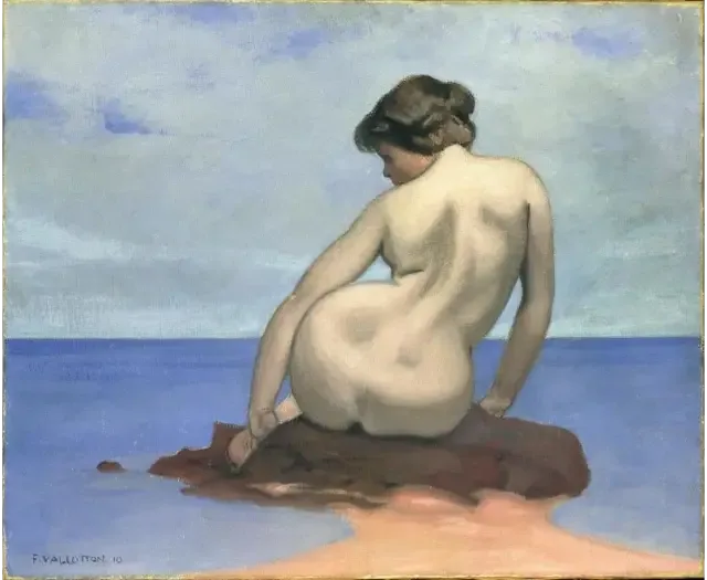 Oturan Yüzücü Kaya Üzerinde - Félix Vallotton