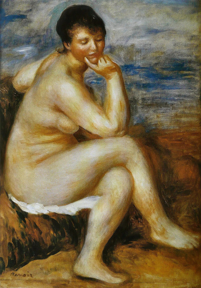 Bir Kayada Oturan Yüzücü - Pierre-Auguste Renoir