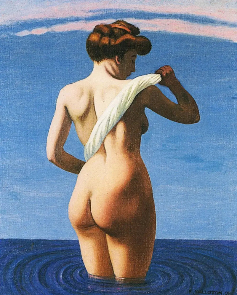 Sırtı yıkanan kadın, yuvarlanmış bir bezle kuruluyor - Félix Vallotton