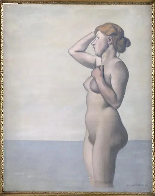 Profilde Yüzücü, Gri Gökyüzü - Félix Vallotton