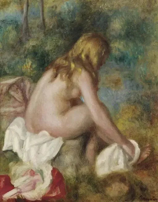 Yüzme Havuzunda, Çıplak Oturan - Pierre-Auguste Renoir