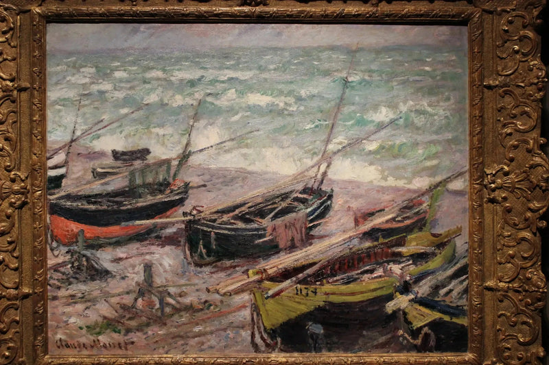 Étretat W1028'deki balıkçı tekneleri - Claude Monet
