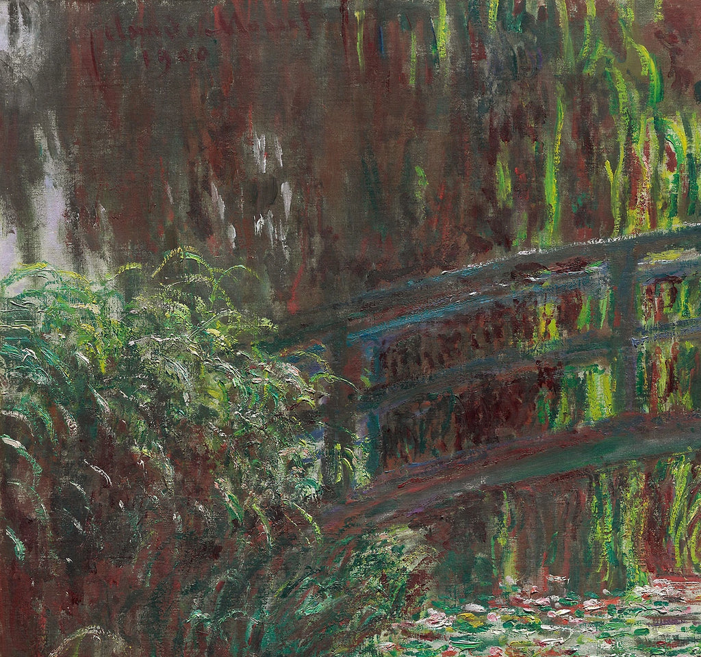 Détail du pont japonais dans Le Bassin aux nymphéas W1628 de Claude Monet